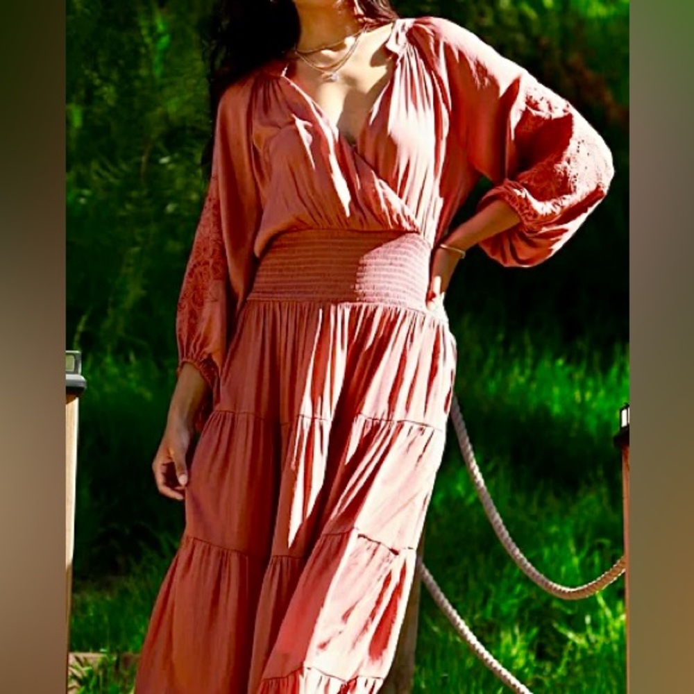 New 3X Burnt Orange Maxi Dress Long Sleeve Plus Size Penelope Rose